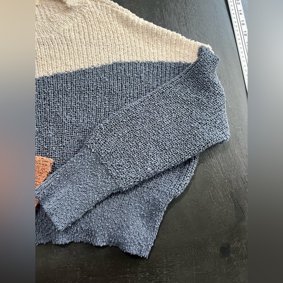 DEBUT cropped Sweater Large Color Blocked Neutral Pullover Casual - Picture 5 of 9